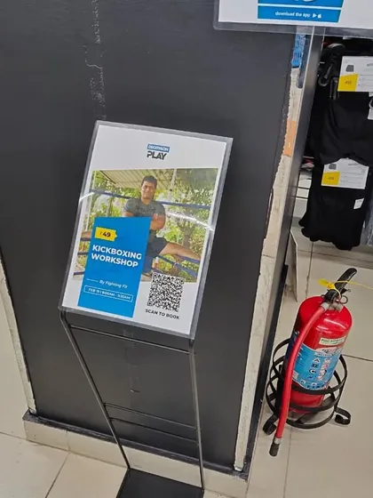 Another view of the workshop promotion inside the store. My goal is to get as many people moving and learning as possible.