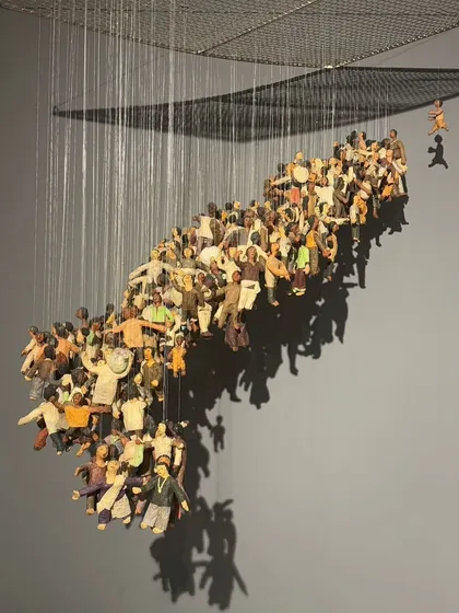 This thought-provoking art piece at India Design ID, depicting a community of figures, resonated with our belief in designing spaces that connect people. It's a reminder that architecture is ultimately about the human experience.