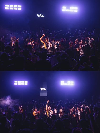 A diptych showing the scale of the crowd and the energy I bring to the stage. It's all about commanding the room.