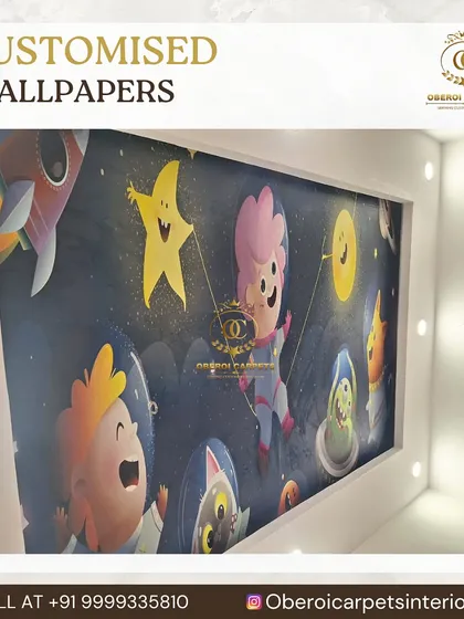 Your ceiling doesn't have to be plain white. For this kid's room, I installed a custom-printed wallpaper featuring a playful outer space theme, turning the ceiling into a vibrant and imaginative focal point.