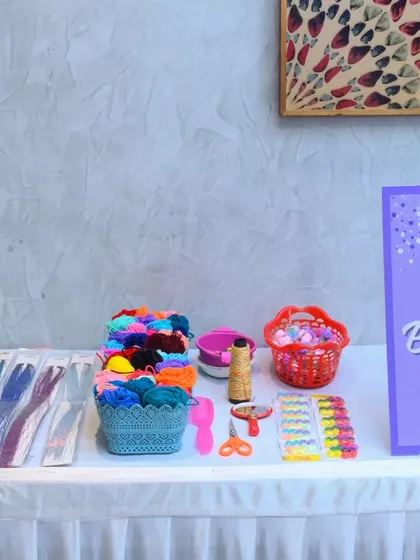 We also set up a colorful hair braiding station, allowing the kids to get creative and add a fun touch to their party look.