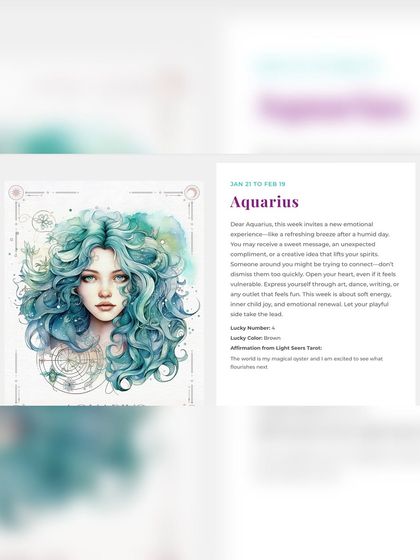 A snapshot from my weekly predictions for Aquarius, offering guidance and an affirmation from the Light Seers Tarot.