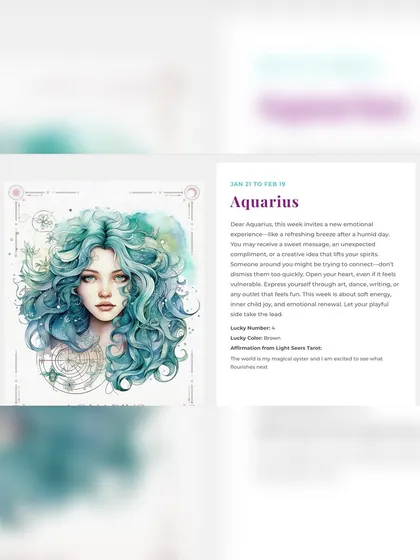 This is a preview of the Aquarius weekly reading from my website. My goal is to offer insights that inspire a fresh emotional experience and inner joy.