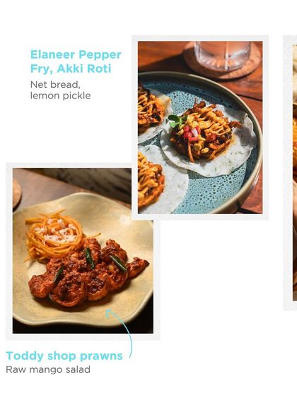 More highlights from a special pop-up menu, featuring Toddy Shop Prawns and Elaneer Pepper Fry with Akki Roti. These dishes showcase our ability to host and execute diverse culinary concepts.
