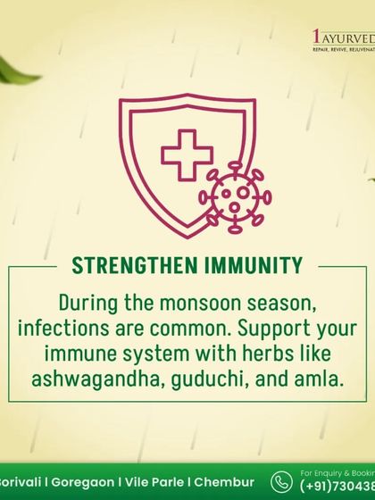 To strengthen immunity, especially when infections are common, we recommend supporting your system with powerful Ayurvedic herbs. Ashwagandha, Guduchi, and Amla are excellent for boosting your body's natural defenses.