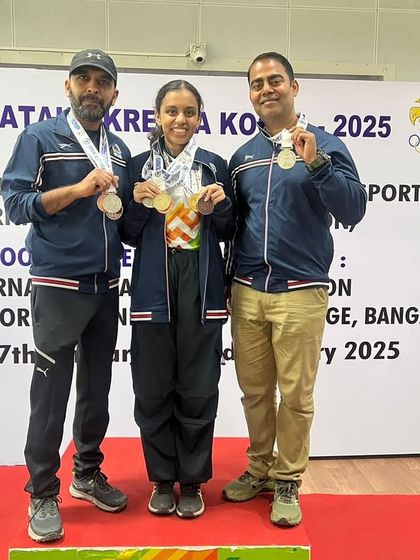 Celebrating a massive haul of 30 medals at the Karnataka Olympic Games and 2nd Jagdale State Championship. Here, our team members proudly display their winnings.