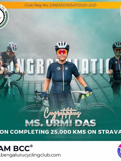 A huge congratulations to Urmi Das for completing 25,000 kms on Strava. Your consistency and strength are truly commendable.