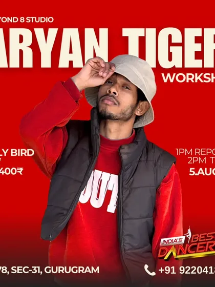 We bring the best in the business to our studio. This is our workshop announcement for the one and only Aryan Tiger from India's Best Dancer Season 4. It’s your chance to learn from the stars you see on TV.