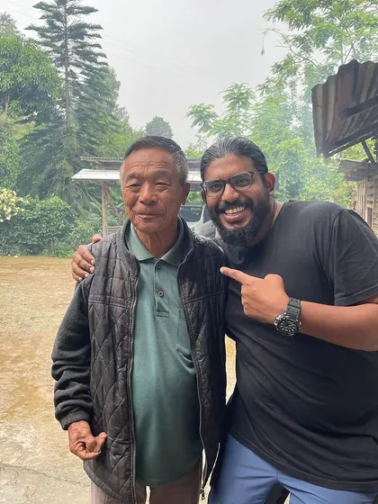 Me with a local coffee farmer in Nagaland. Building relationships with the people who grow our coffee is incredibly important to us.