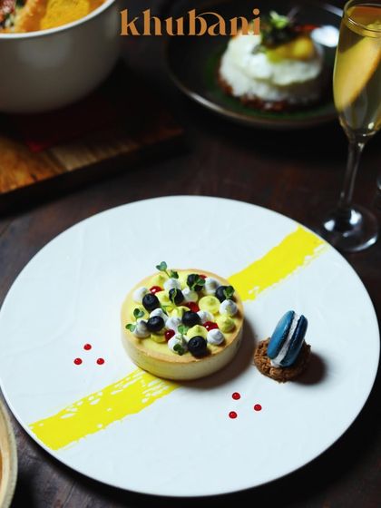 At Khubani, dessert is an experience. This beautifully crafted lemon tart with a macaron is designed for the eyes and perfected for the palate.