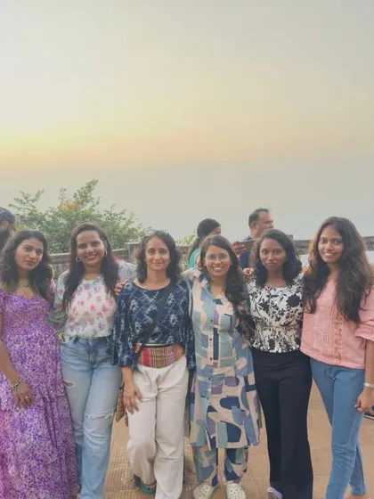 A group of friends at the Agumbe sunset point.