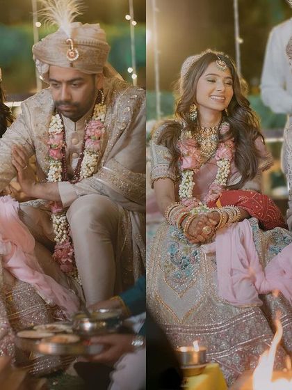 A candid moment from the wedding ceremony, capturing the smiles and interactions between the couple. These unposed shots often reveal the most genuine emotions.