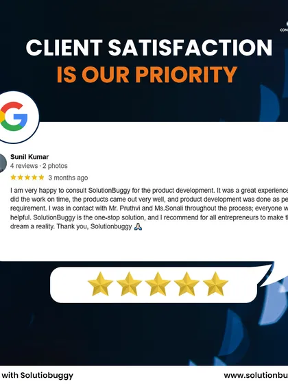 Client satisfaction is the measure of our success. This 5-star Google review from a client praises our product development process and helpful team, serving as direct proof of our commitment to making our clients' dreams a reality.
