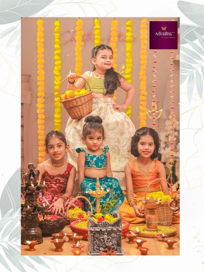 A festive Diwali-themed shoot for a children's clothing brand. I created a warm and inviting set with traditional lamps and flowers to capture the joyful and innocent spirit of the young models.