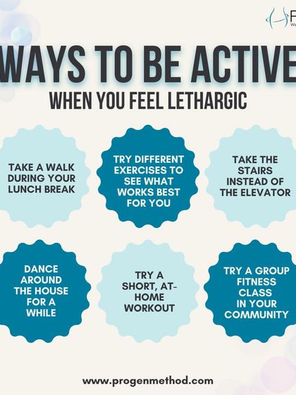 Feeling lethargic? Here are six simple ways to be more active. Try taking a walk on your lunch break, dancing around the house, or taking the stairs.