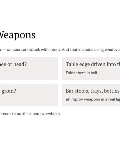 We don't just defend; we counter-attack with intent, using whatever is in reach. A car door slammed into a knee or a chair leg to the shin is fast and effective. Use the environment to outthink and overwhelm.
