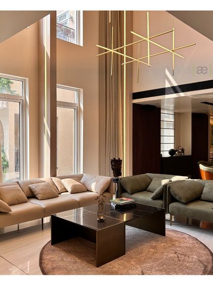 A luxurious double-height living space, captured through the lens of our talented team member, Megha.