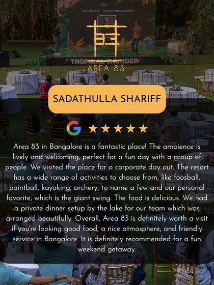 Sadathulla Shariff called it a "fantastic place" with a "lively and welcoming" ambiance, recommending it for a fun weekend getaway.