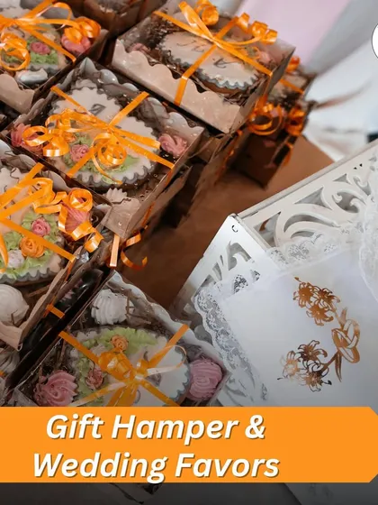 Gift Hampers & Wedding Favors: We help you select and package thoughtful wedding favors and welcome hampers that your guests will actually appreciate, adding a personal touch to their experience.