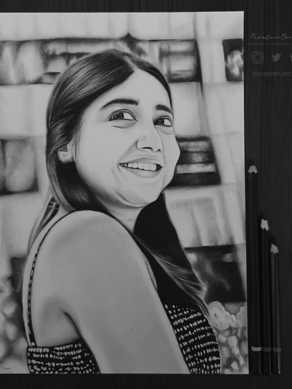 The Happy Sane, Prajakta Koli. This portrait celebrates her journey and the positive energy she brings, captured in her signature smile.