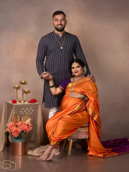 A loving couple's portrait in the same artistic, painting-inspired style. Their connection is timeless.