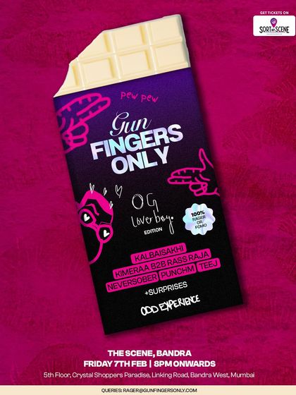 The poster for 'Gun Fingers Only' in Mumbai. The chocolate bar design was a unique touch for this night of heavy dubs.