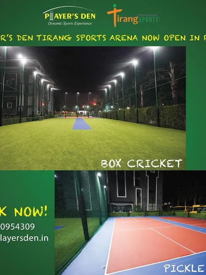 Announcing our Player's Den Tirang Sports Arena in Rohini. We offer pristine, floodlit facilities for both box cricket and pickleball, bringing world-class sports infrastructure right to your neighborhood.