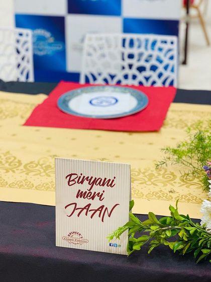 "Biryani meri JAAN" (Biryani is my life). This simple table card perfectly captures our love and dedication to creating the most authentic and beloved biryani for all the lovers of this dish.