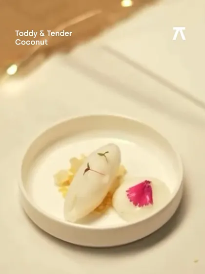 Toddy & Tender Coconut, another exquisite creation from our 8-course dessert experience. This dish highlights the use of local ingredients in a modern pastry context, resulting in a delicate and refreshing dessert.