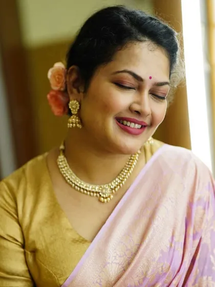 A candid, happy moment that captures the festive spirit of the Diwali concert.