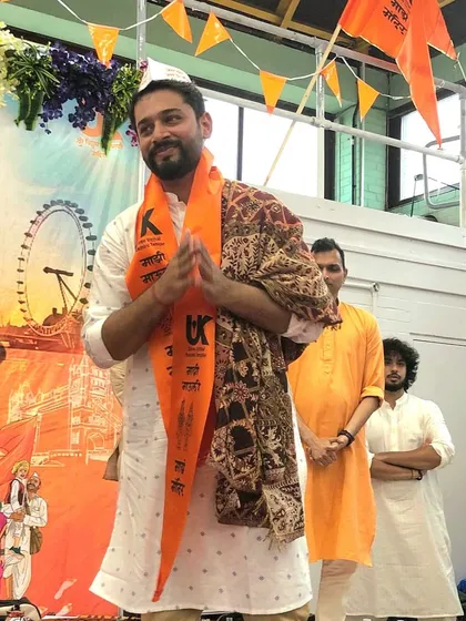 A moment of gratitude on stage after the concert for the Shree Vitthal Rukmini Temple Trust, UK.