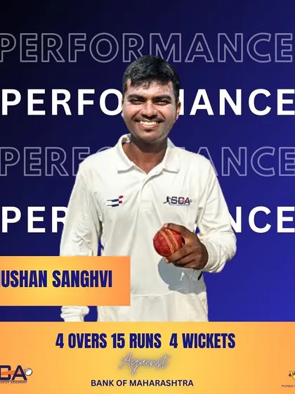 An impressive T20 spell from Bhushan Sanghvi in the Insurance Shield, taking 4 wickets for just 15 runs.
