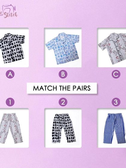 A fun little game for you and your kids. Can you match the pyjama tops to the correct bottoms to create the perfect coordinated sets?
