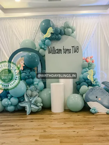 The full setup for the "William turns Two" underwater party.