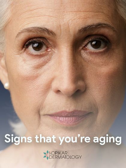 Recognizing the signs of aging is the first step toward addressing them. This visual guide points out common concerns like sunken eyes, flatter cheekbones, and lower face sag that can be effectively managed with dermatological treatments.