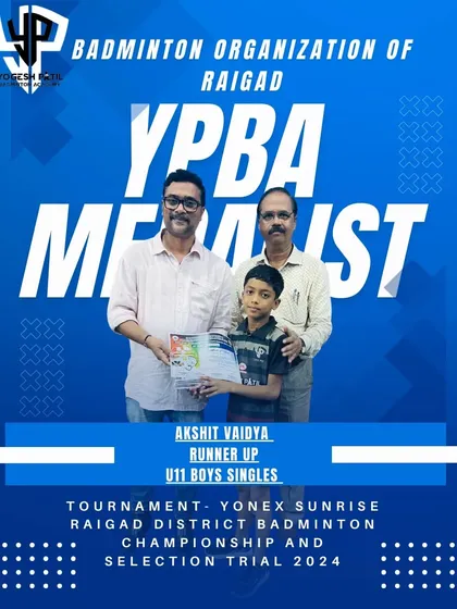 Akshit Vaidya, runner-up in the U11 Boys Singles at the Raigad District Championship. We nurture talent from a very young age.