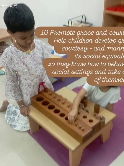 Principle 10: Promote grace and courtesy. We help children develop manners and social skills so they know how to behave in social settings and take care of themselves and others.