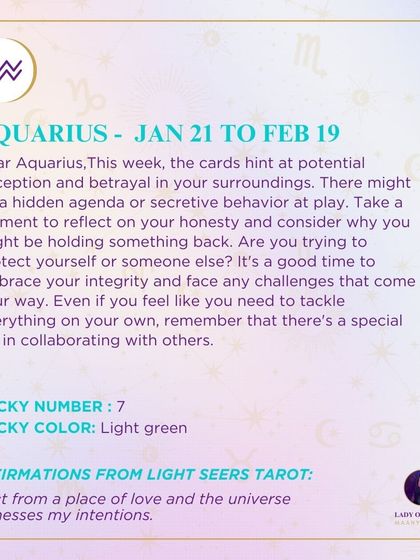 This weekly tarot prediction for Aquarius hints at potential deception and betrayal. It’s a time to embrace your integrity and face challenges head-on.