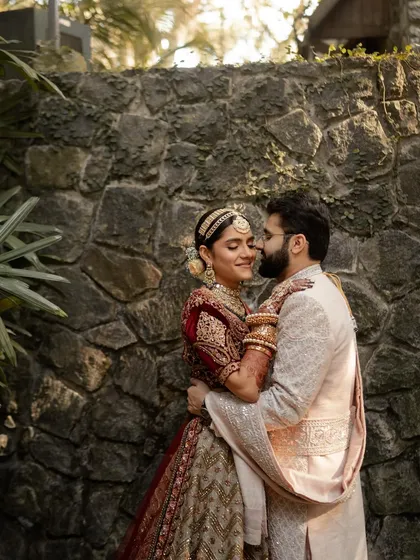 A sweet and intimate portrait of the couple, their smiles reflecting their deep affection for one another.
