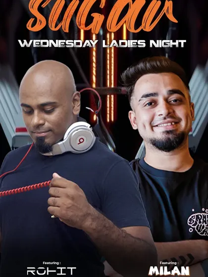 A clean and impactful flyer for 'Sugar Wednesday Ladies Night'.