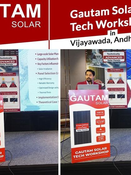Our experts presenting at the Tech Workshop in Vijayawada, detailing the cutting-edge manufacturing embedded in our high-quality solar panels.