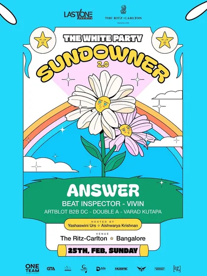 The flyer for "The White Party Sundowner 2.0" at The Ritz-Carlton. These themed parties are always a highlight, with everyone dressed in white creating a stunning visual.