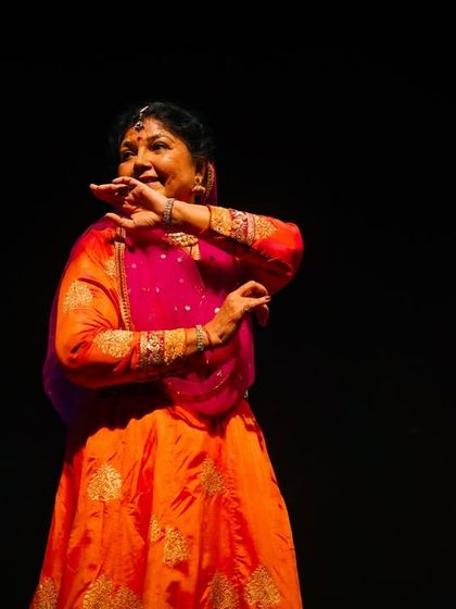 A close-up shot capturing the subtle facial expressions ('bhaav') during an emotional piece. This highlights my specialization in 'abhinaya' or the art of storytelling.