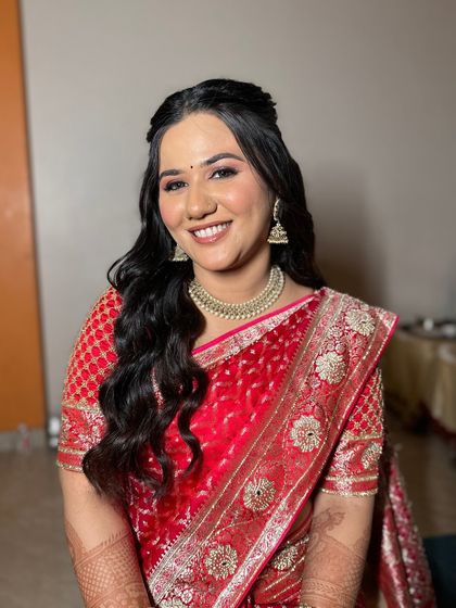 A close-up of the engagement makeup, showcasing the clean, radiant skin and softly defined eyes. My focus is always on enhancing a bride's features, not masking them.