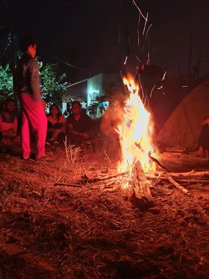 Another shot of our campfire scene, a central part of the camping experience I offer.