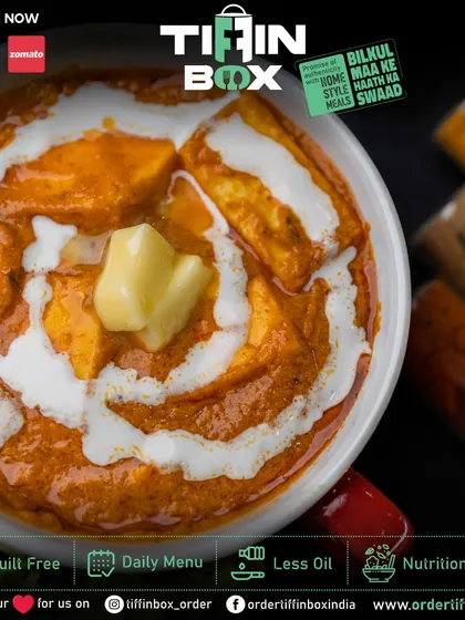 Nothing beats a bowl of rich and creamy Paneer Butter Masala. Ours is made with soft paneer cubes simmered in a buttery, tomato-based gravy.