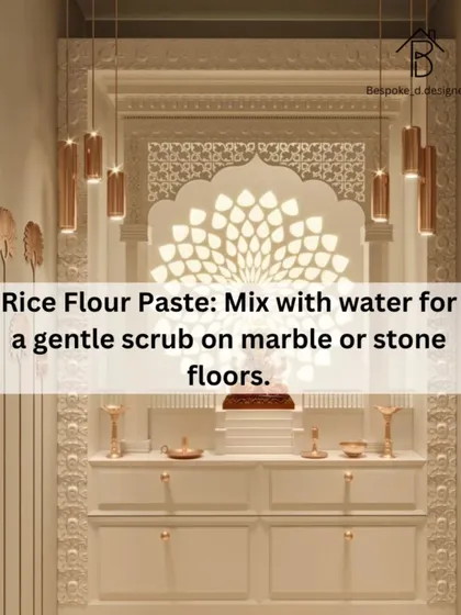 For marble or stone surfaces in your mandir, a gentle scrub made from rice flour and water works wonders. This natural abrasive cleans effectively without scratching or damaging the delicate stone.