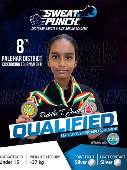 Riddhi T. Jadhav, another strong competitor from the Under 15 group, secured two silver medals. Her success is a result of disciplined practice and resilience.