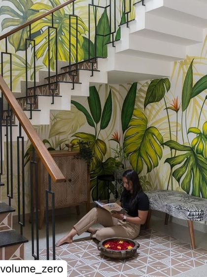 The Mathrukrupa staircase nook, featured for its successful blend of art and architecture.