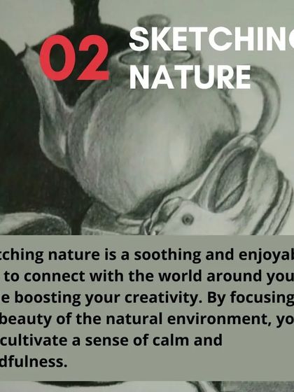 Sketching nature is a soothing way to connect with the world around you. We guide you to focus on the beauty of the natural environment, which helps cultivate a sense of calm and mindfulness.